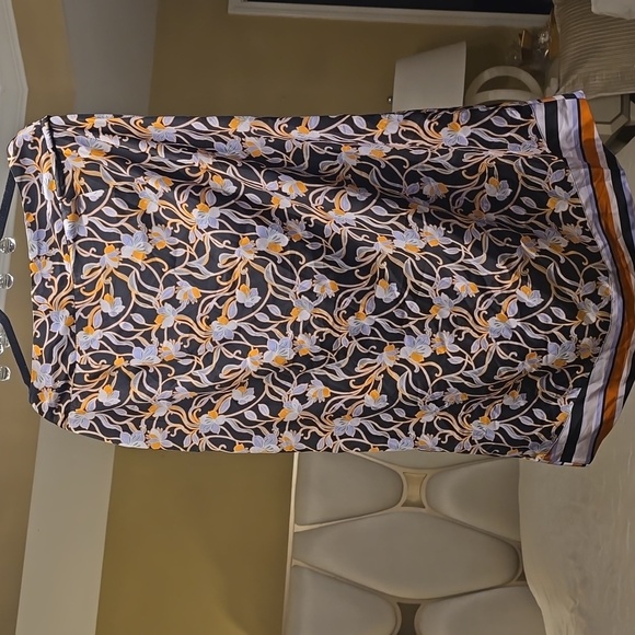Halston Heritage Black and Orange Floral Wrap Skirt - Picture 6 of 16